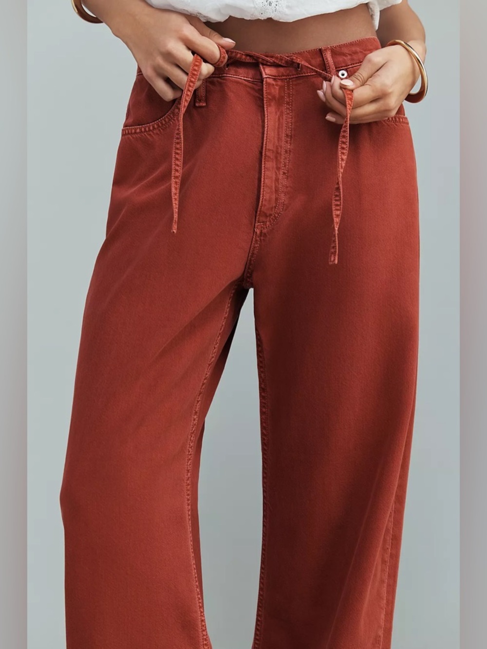 rag & bone Phoebe Drawstring High Rise Wide Leg Jeans in Sienna - Picture 3 of 9